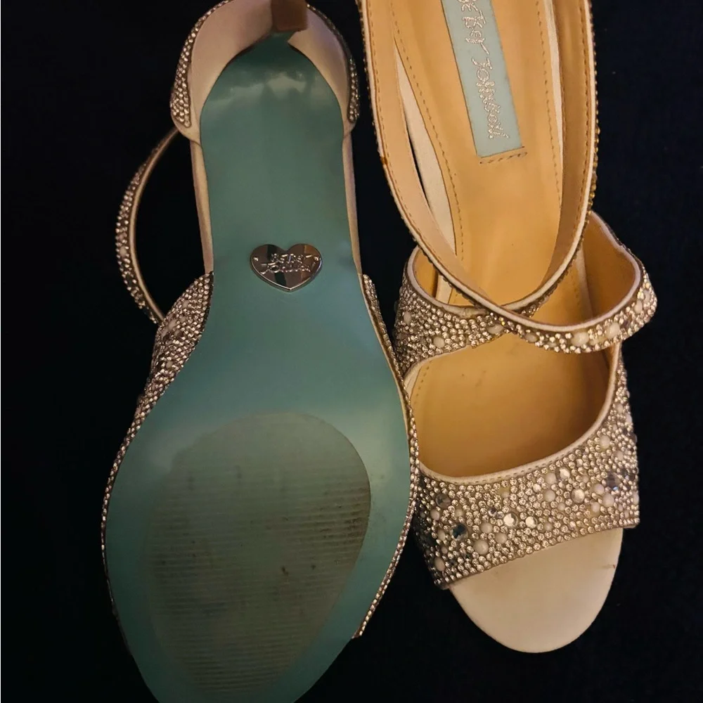Beige Rhinestone Embellished Heels - Picture 5 of 7